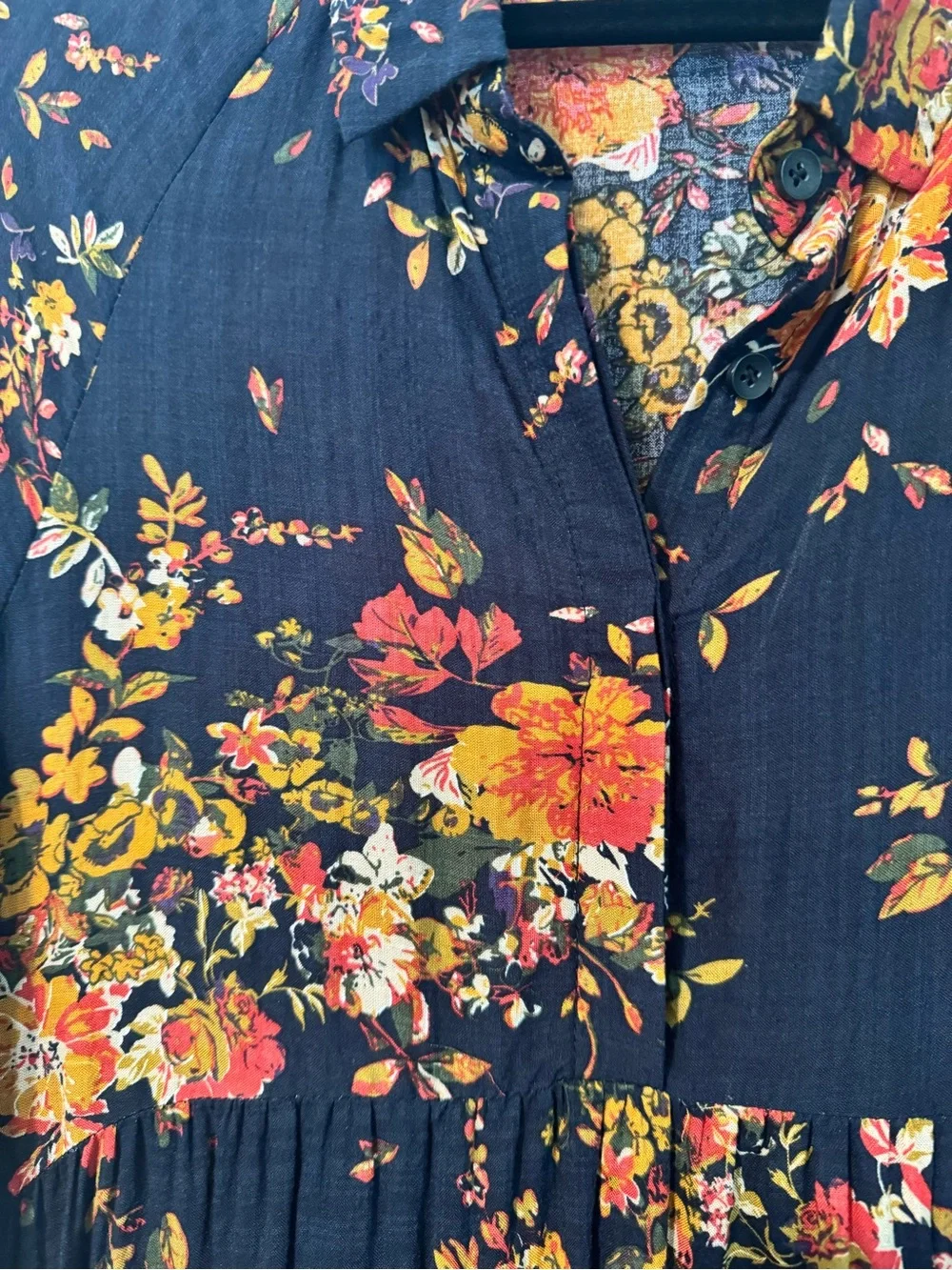 NATURAL LIFE Navy Maxi Dress with Orange, red and Yellow Floral Print - Picture 4 of 6